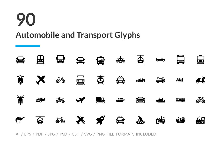 90 Automobile and Transport Icons