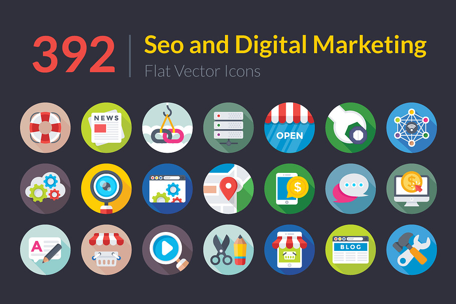 392 SEO and Digital Marketing Icons