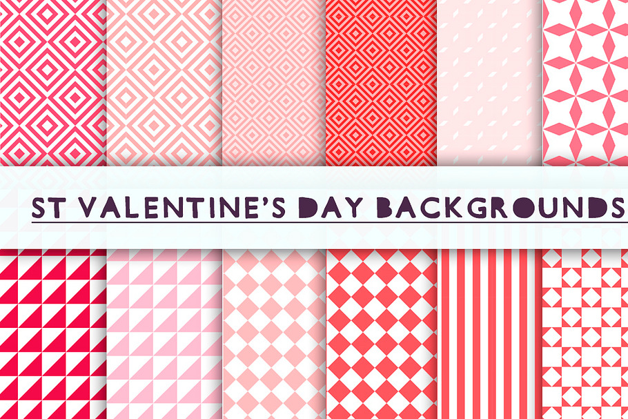 Valentines day geometric backgrounds in Patterns - product preview 8