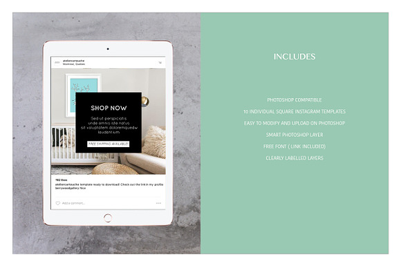 Instagram Template Marble in Instagram Templates - product preview 2