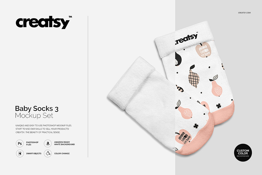 Baby Socks 3 Mockup Set in Product Mockups - product preview 8