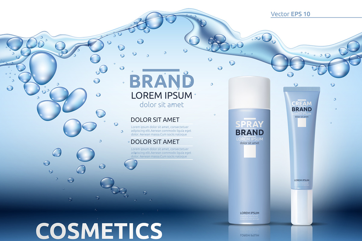 Vector aqua moisture cosmetic mockup in Product Mockups - product preview 8