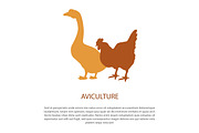 Agriculture Poster with Silhouette of Hen Goose