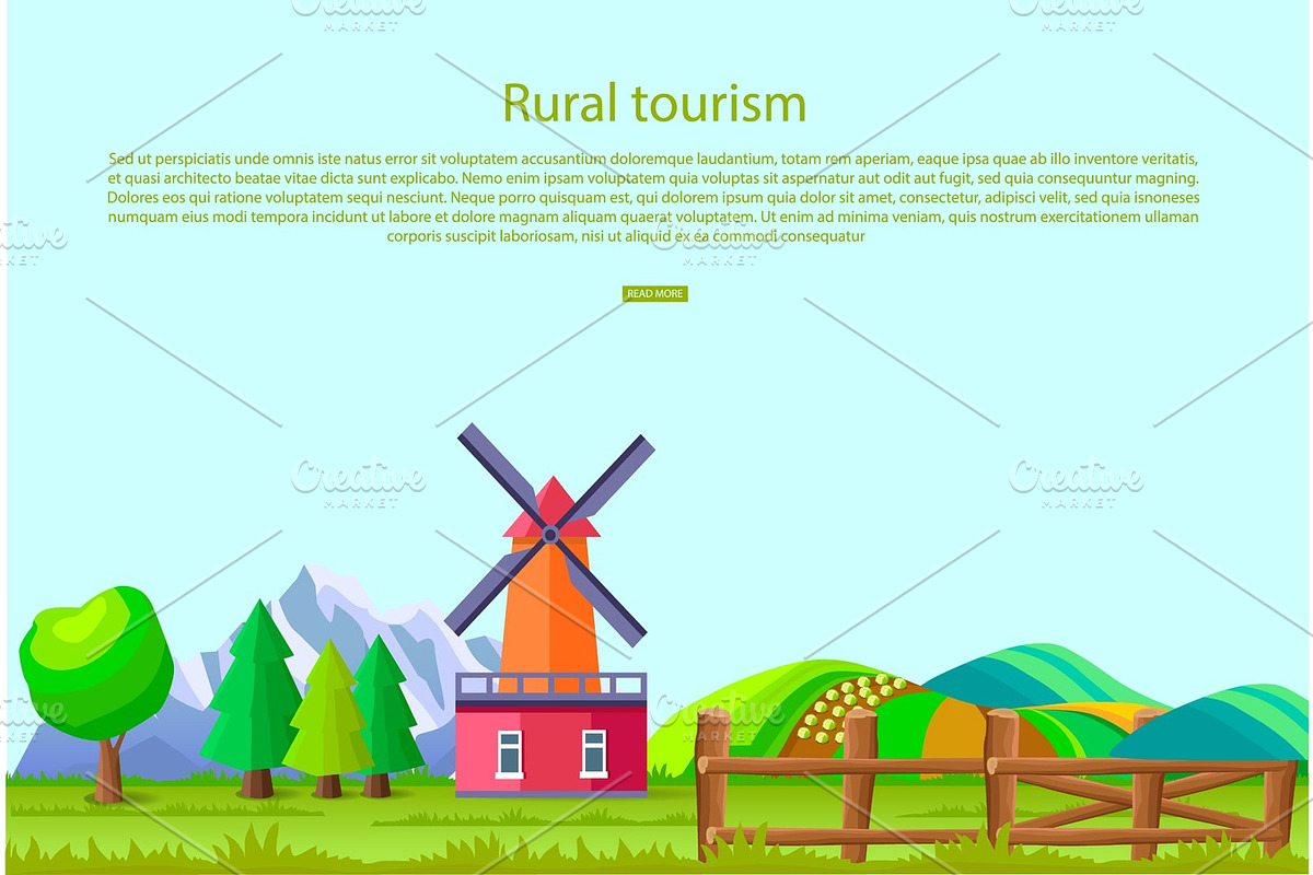 Rural Tourism Poster with Countryside Landscape in Illustrations - product preview 8