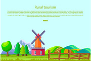 Rural Tourism Poster with Countryside Landscape