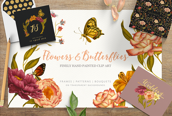 Flowers & Butterflies - Clipart in Illustrations - product preview 6