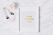 White Frame with Marble Background