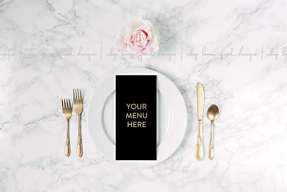 Black & White Menu Placement Image in Product Mockups - product preview 1