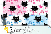 Seamless pattern with black cat head