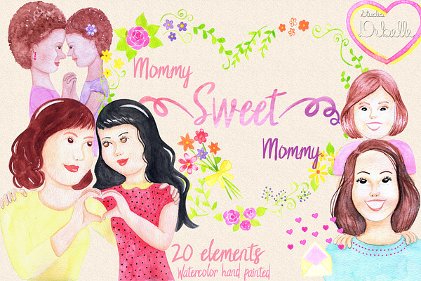 Mommy Sweet Mommy watercolor clipart