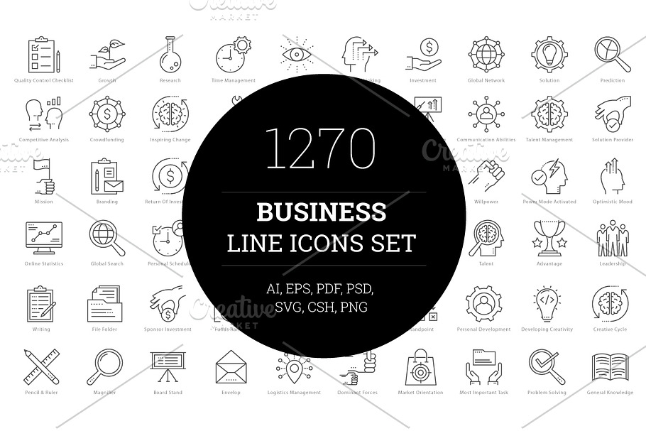 1270 Business Line Icons  in Icons Packs - product preview 8