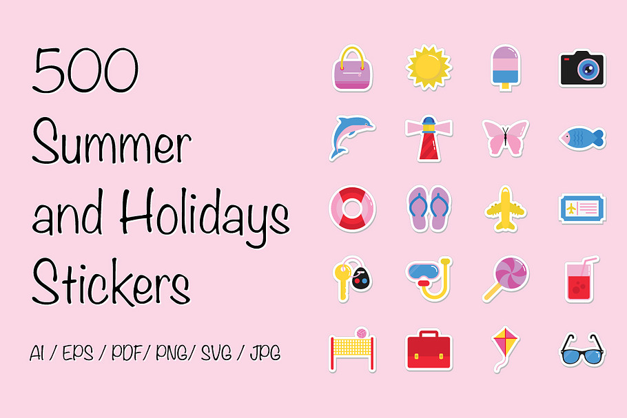 500 Summer and Holidays Stickers 