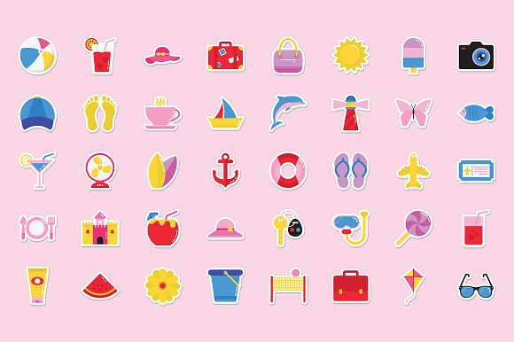 500 Summer and Holidays Stickers  in Graphics - product preview 1
