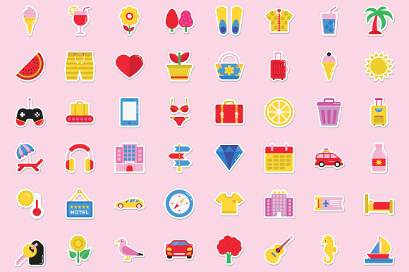 500 Summer and Holidays Stickers  in Graphics - product preview 2