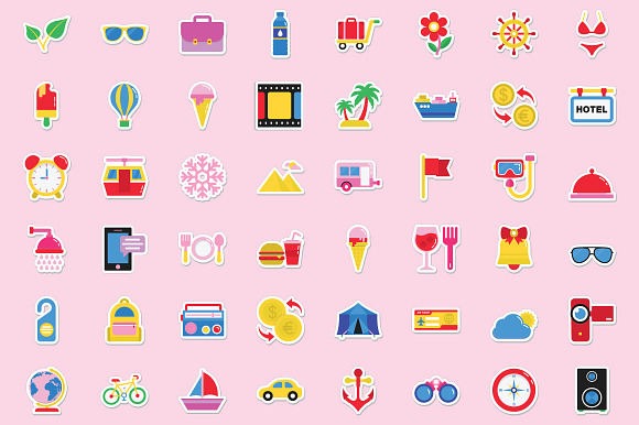 500 Summer and Holidays Stickers  in Graphics - product preview 3