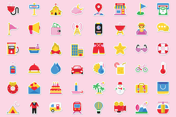 500 Summer and Holidays Stickers  in Graphics - product preview 5