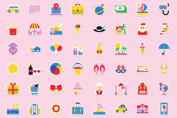 500 Summer and Holidays Stickers  in Graphics - product preview 6