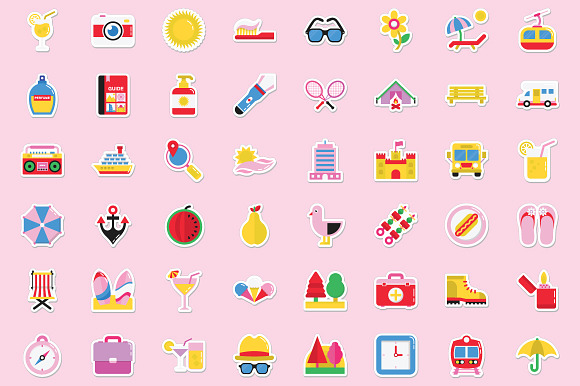 500 Summer and Holidays Stickers  in Graphics - product preview 7
