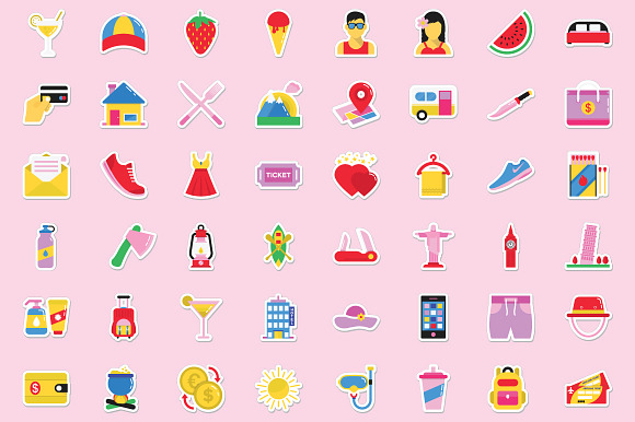 500 Summer and Holidays Stickers  in Graphics - product preview 8
