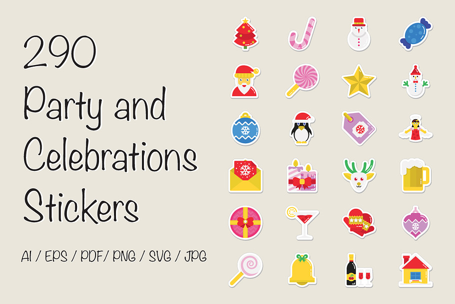 290 Party and Celebration Stickers 