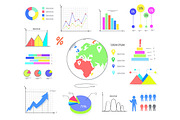 Colorful Graphics and Charts Illustrations Set