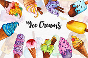 Watercolor Ice Creams