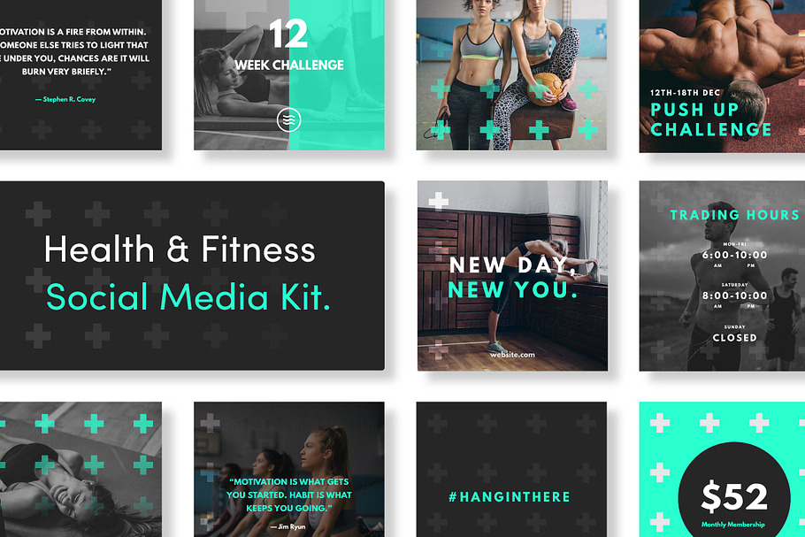 Health & Fitness Social Media Kit in Instagram Templates - product preview 8
