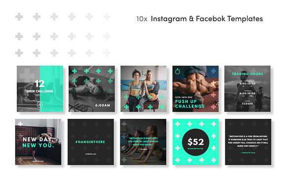 Health & Fitness Social Media Kit in Instagram Templates - product preview 1
