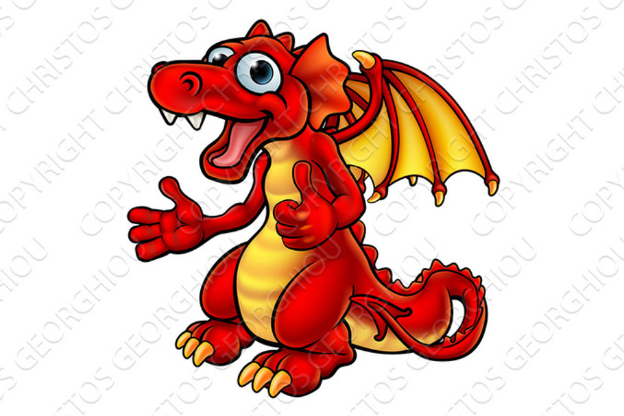 Cartoon Thumbs Up Dragon in Illustrations - product preview 8
