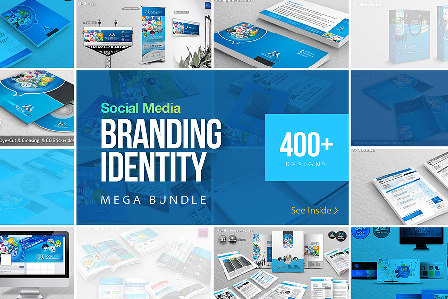 Social Media Branding ID Mega Bundle in Branding Mockups - product preview 8