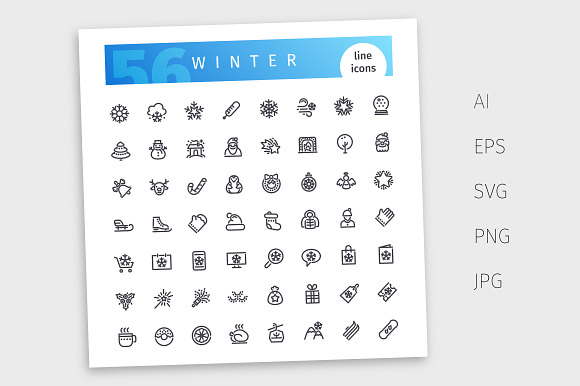 Winter Line Icons Set in Calendar Icons - product preview 3