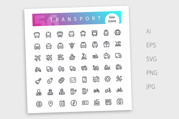 Transport Line Icons Set in Line Icons - product preview 3