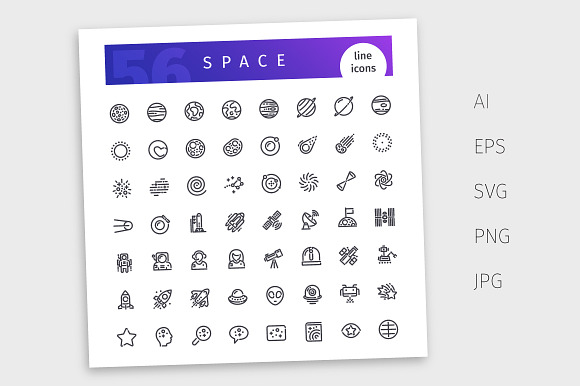 Space Line Icons Set in Space Icons - product preview 3