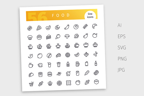 Food Line Icons Set in Food Icons - product preview 3