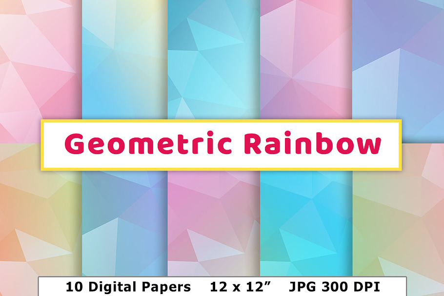 Geometric Rainbow Digital Paper in Patterns - product preview 8