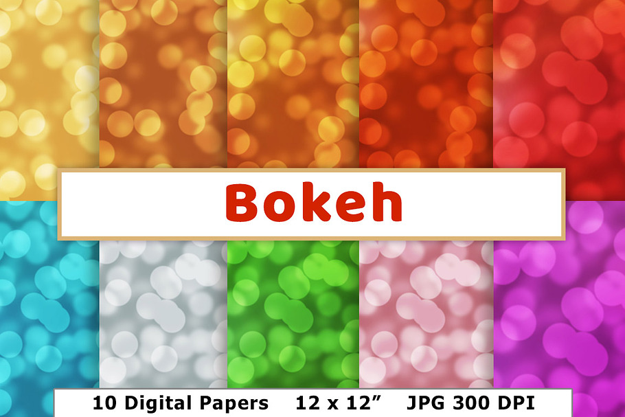 Bokeh Digital Paper, Glowing Dots in Patterns - product preview 8