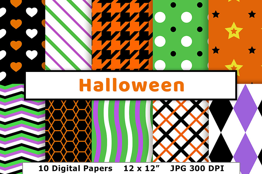 Halloween Digital Paper, October in Patterns - product preview 8