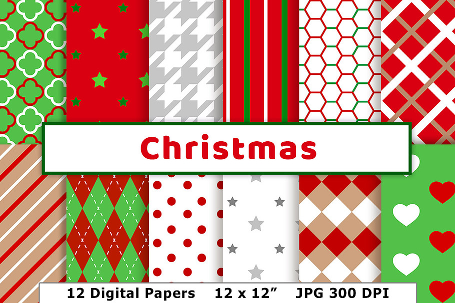Christmas Digital Paper, December in Patterns - product preview 8