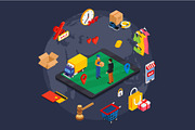 Online shopping isometric concept