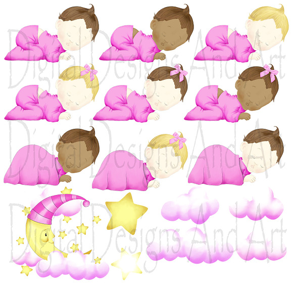 Sweet dreams, baby girl in Illustrations - product preview 1
