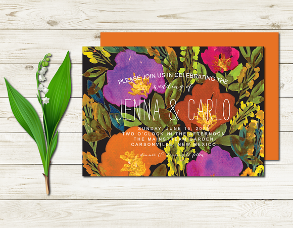 Wedding Invitation Suite Flowers in Wedding Templates - product preview 1