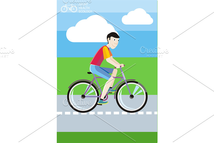 Man riding his bike on the road in Graphics - product preview 8