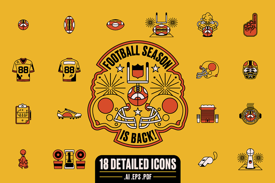 Football Season is Back! Icon Set in Football Icons - product preview 8