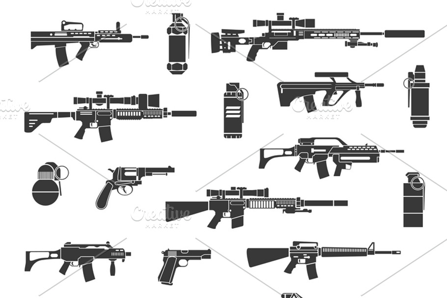 Weapon icons and military signs in Military Icons - product preview 8