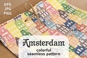 Seamless pattern of Holland houses