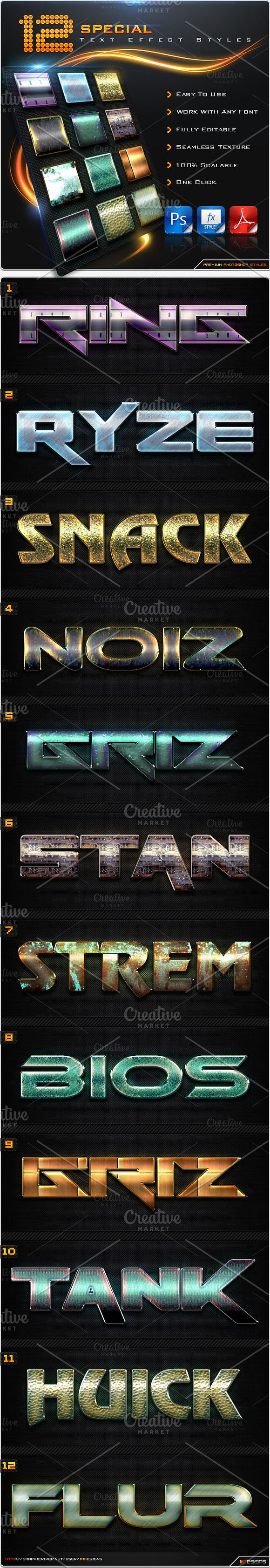 60 Premium Text Effect Styles in Photoshop Layer Styles - product preview 4