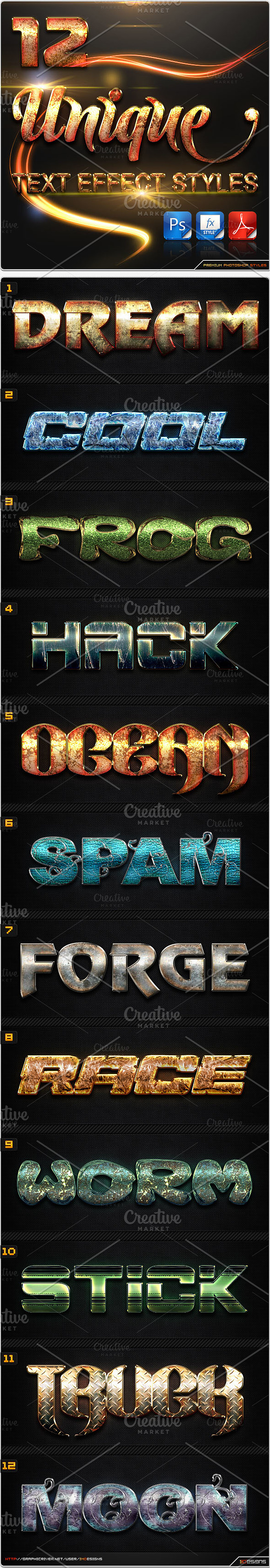 60 Premium Text Effect Styles in Photoshop Layer Styles - product preview 5