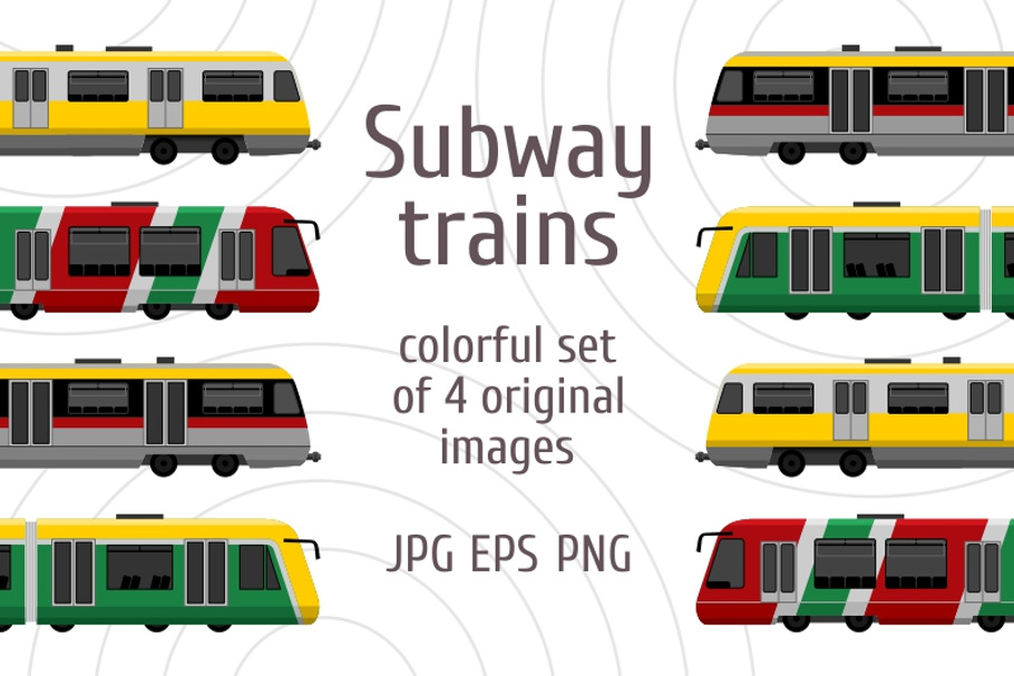 Modern high speed city subway trains in Illustrations - product preview 8