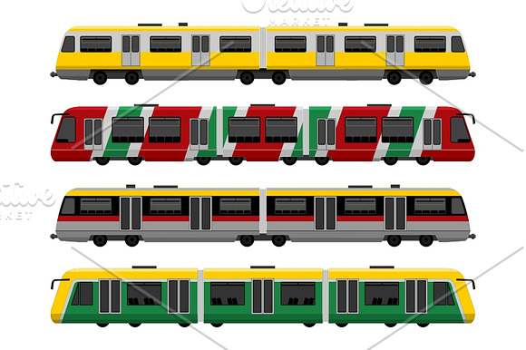Modern high speed city subway trains in Illustrations - product preview 1