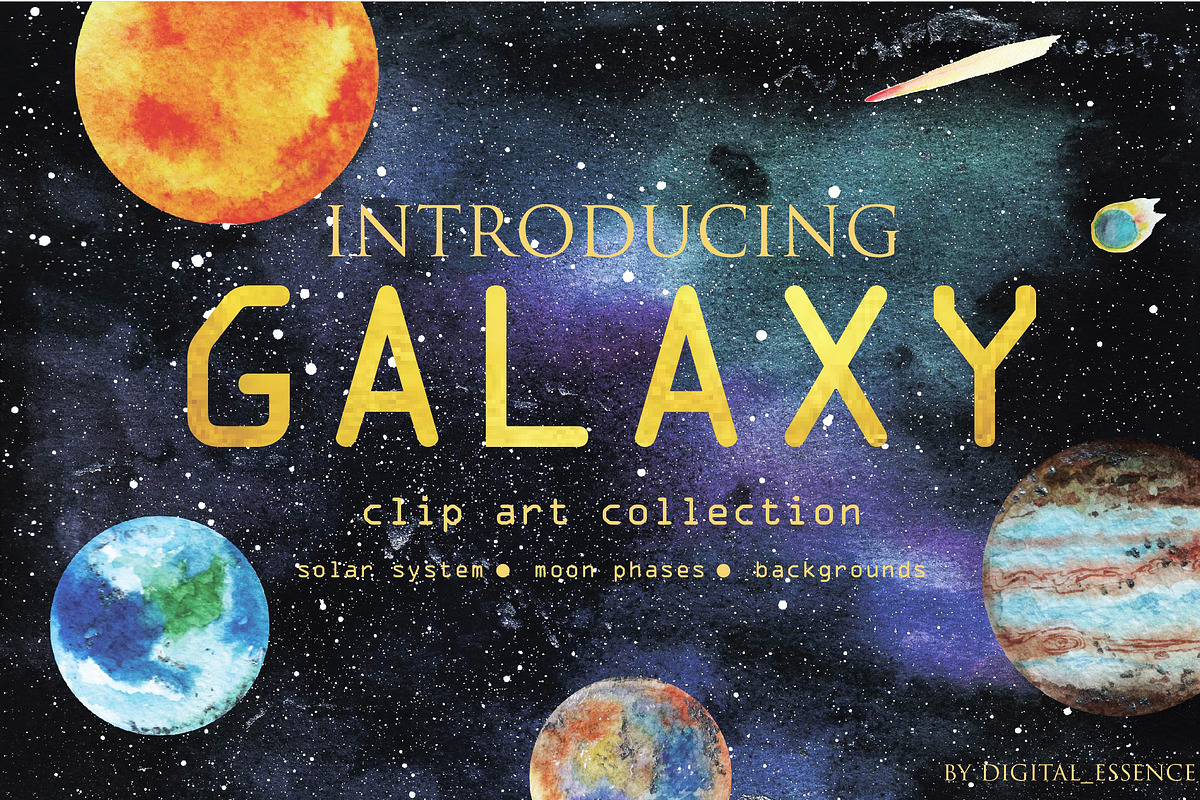 Galaxy  clip art collection in Illustrations - product preview 8